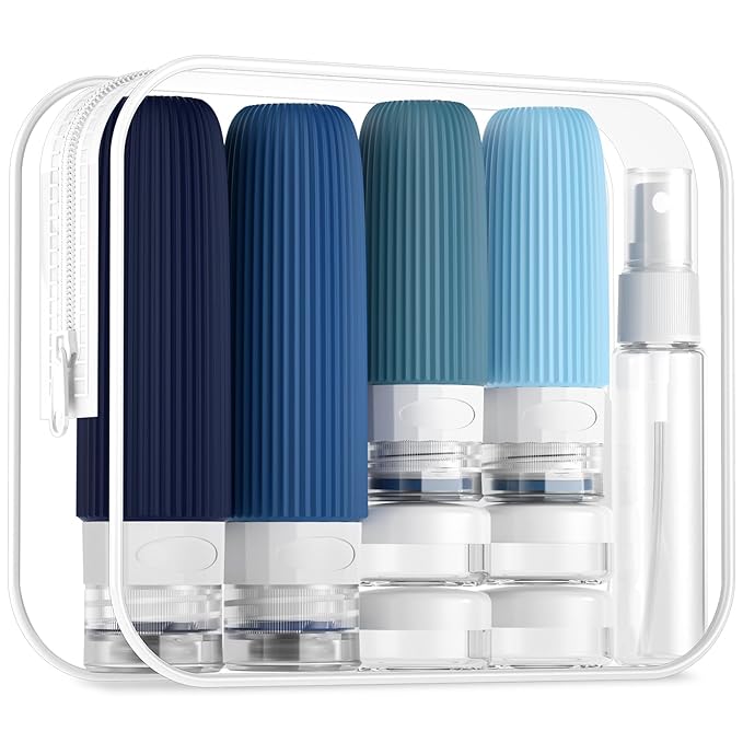 Mrsdry 16 Pack Travel Bottles Set, TSA Approved Leak Proof Silicone Squeezable Containers for Toiletries, Refillable Travel Accessories for Conditioner, Shampoo, Lotion & Body Wash Accessories