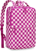 Checkered Backpack for Women Fashion Backpacks with Laptop and Multi Compartment for Travel and Work Rose Red Check