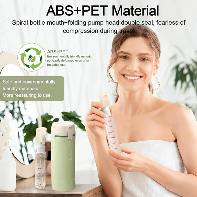 4 in 1 Travel Dispenser Bottles Refillable,Travel Shampoo and Conditioner Bottles，No Spill Space Saving Compact,for Vacation Business Trip