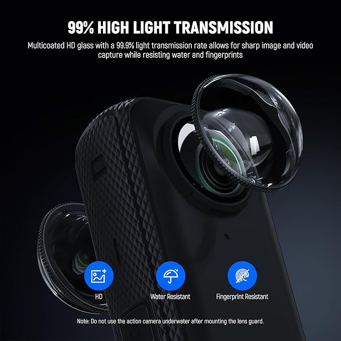 NEEWER Lens Protector Set Compatible with Insta360 X4 Action Camera (2 Pack), 9H Tempered Glass Lens Guards Accessories with Cleaning Cloth & Case, Remove Before Shooting, LPC01