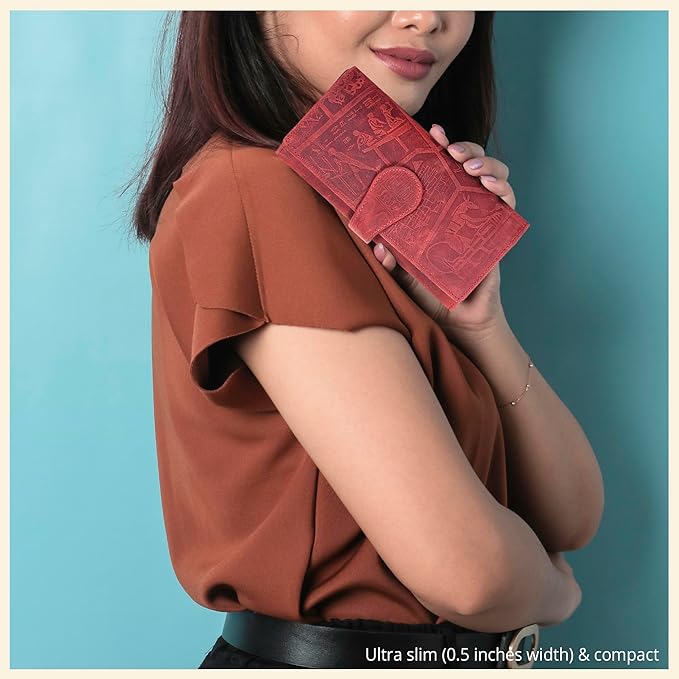 Real Leather Women Wallet Leather with RFID Blocking -Trifold Card Holder Designer Ladies Clutch with ID Window Wallets