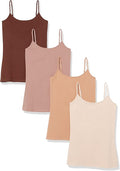 Amazon Essentials Women's Slim-Fit Camisole for Layering and Everyday Wear, Pack of 4