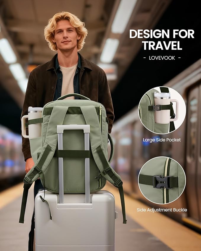 LOVEVOOK 50L Travel Backpack for Women Men with Garment Bag, Airline Approved Carry on Luggage Travel Essentials with 3 Packing Cubes, TSA Overnight Bags Weekender Essentials Backpacks fits 17" Laptop