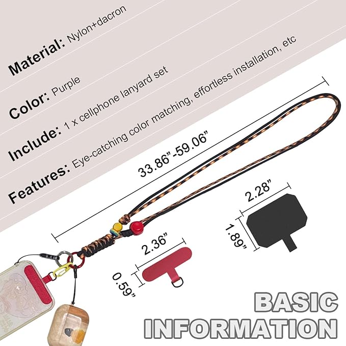 Portable Cellphone Lanyard Neck Phone Holder Crossbody Camera Strap Adjustable Nylon Hand Wrist Lanyards