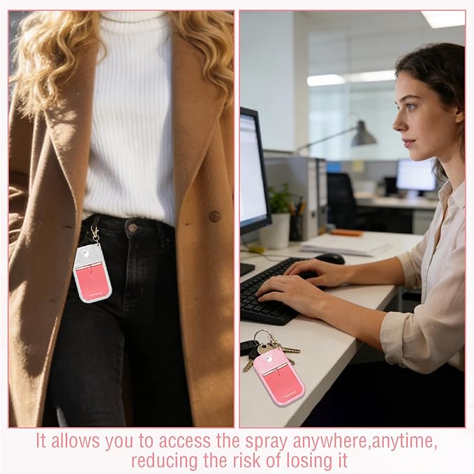 2Pack Silicone Case Compatible with Touch-lland Hand Sanitizer Spray Case,Protective Case with Keychain for 1FL.OZ. Bottle,Secure Fit,Anti-Loss Design for Travel,Office,Daily Use(Sparkling Pink&White)