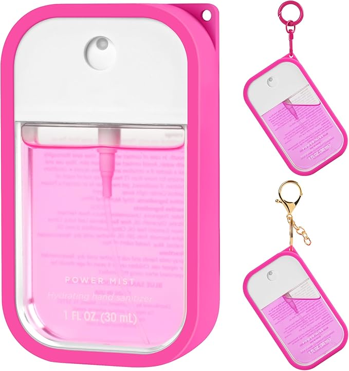 Silicone Case Compatible with Touchland Hand Sanitizer Spray (Fit for 1 FL OZ/30 mL), Protective Case with Keychain