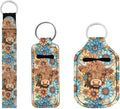 Suobstales 3Pcs Travel Bottles Keychain Holder Set,Travel Bottle Sleeves+Neoprene Chapstick Holders+Lanyard Keychain