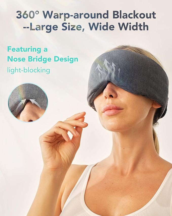 SKG Restore Sleep Mask-100% Sleep Mask Blackout for Men Women, International Travel Essential, Large Size with Wide Width, for Sleep/Travel/Rest/Workshift/Gift