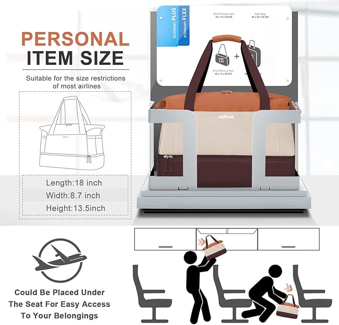 ETRONIK Gym Bag for Women, Personal Item Travel Bag with Shoes Compartment, Weekender Overnight Duffel Bag with Wet Pocket, Carry On Bag for Women, Travel, Gym, Weekend