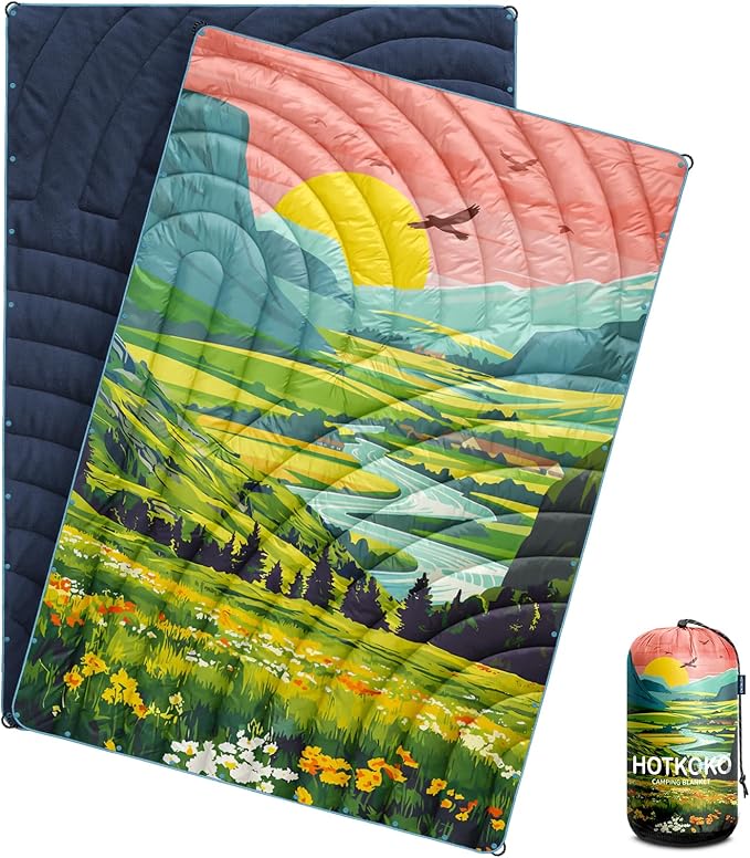 Camping Blanket,Puffy Blanket Lightweight Packable Camping Blanket Outdoor Blanket for Camping,Traveling, Stadium, Hiking, Picnics
