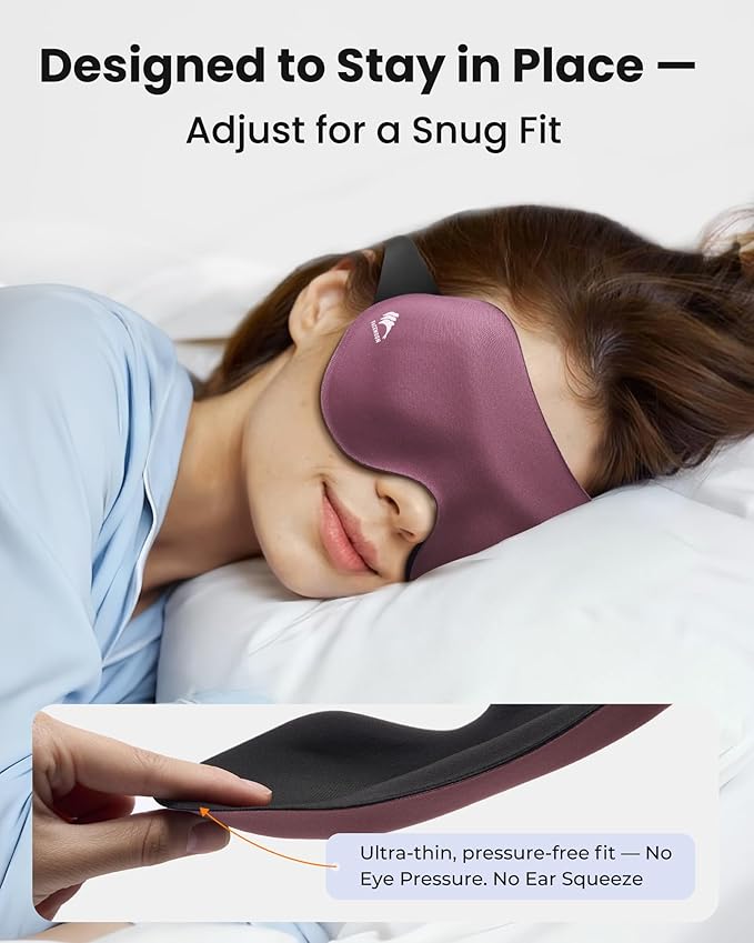 Sleep Masks for Women Men: Zero Eye Pressure Airplane Travel Essentials - 100% Blackout Eye Masks for Sleeping - Side Sleep Comfort Cover for Lash Extensions