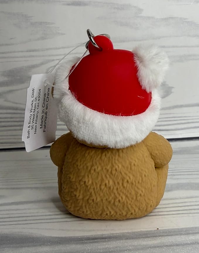 Bath and Body Works Festive Teddy Bear With Gingham Blue Heart & Red Bow Tie Pocketbac Hand Sanitzer Holder
