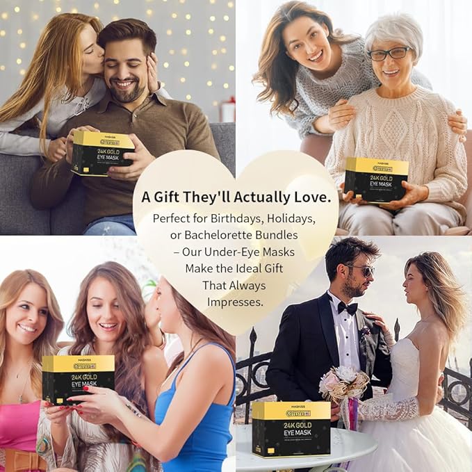 Maskiss 24k Gold Under Eye Patches (30 Pairs), Eye Mask, Collagen Skin Care Products, Eye Patches for Puffy Eyes, Eye Masks for Dark Circles and Puffiness.