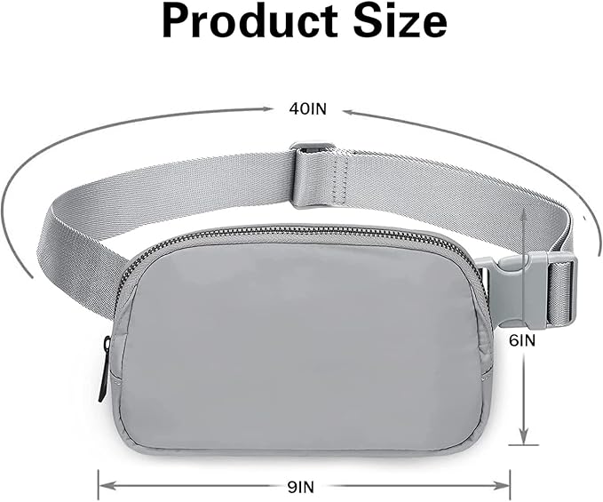 Belt Bag for Women Fanny Pack Dupes, Fashion Crossbody Waist Pack Bag with Adjustable Strap, Everywhere Belt Bag for Travel Outdoors Running Hiking（Grey）