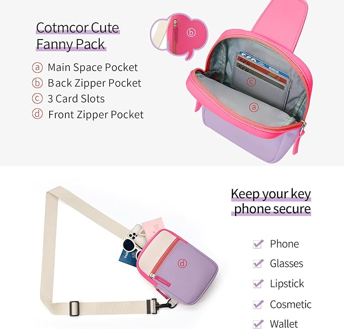 Mothers Day Gifts for Daughter, Birthday Graduation Gifts for 8 9 10 11 12 Year Old Teens Girls Her,Fanny Pack Sling Crossbody Bag Belt Bags Purse, Preppy Teen Girl Gift Trendy Stuff Travel Essentials