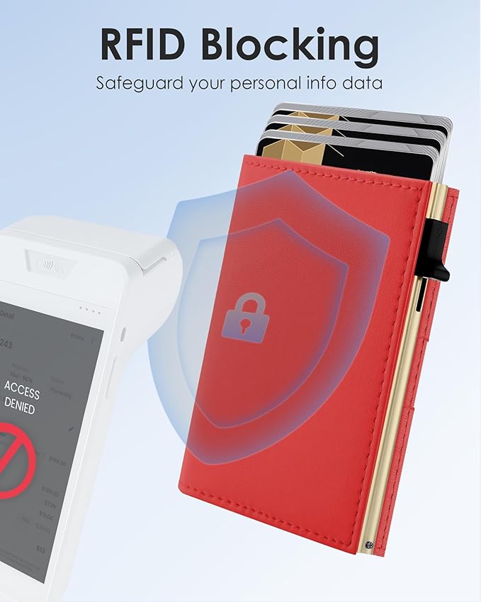QLD RFID Wallet for Women - Small Slim Trifold Wallet Anti-Theft Pop up Card Holder, Minimalist, Ultra Thin, Front Pocket, Premium Leather, 9-11 Cards Capacity | ID Window | Cash Slot