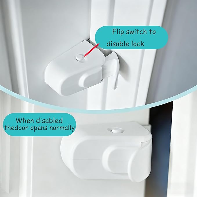 Child Proof Door Lock (2 Pack) – No Tools or Adhesives Required, Installs High Out of Reach of Toddlers & Pets, Dual-Side Release for Adults, Perfect for Home, Apartment, Travel