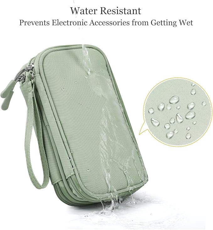 CAAORDKSO Electronic Organizer Bag, Waterproof Portable Electronic Organizer Travel Accessories Cable Bag Universal Cord Storage Case for Cable, Charger, Phone, Power Bank, Earphone(Mint Green, Large)