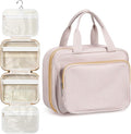 Huhumy Hanging Toiletry Bag for Women with Detachable Pouch, Travel Toiletry Bag, Travel Size Toiletries, Cosmetic Bags, Seersucker Makeup Bags Gifts for Her Mom Girlfriend Wife Teacher(Khaki)