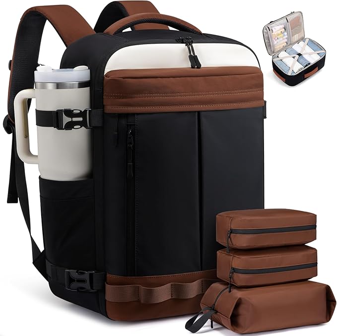 LOVEVOOK 40L Travel Backpack for Women Men, Airline Approved Carry On Luggage with 3 Cubes Accessories, TSA Personal Item Travel Cruise Essentials, Waterproof Weekender Overnight Bags fits 17" Laptop