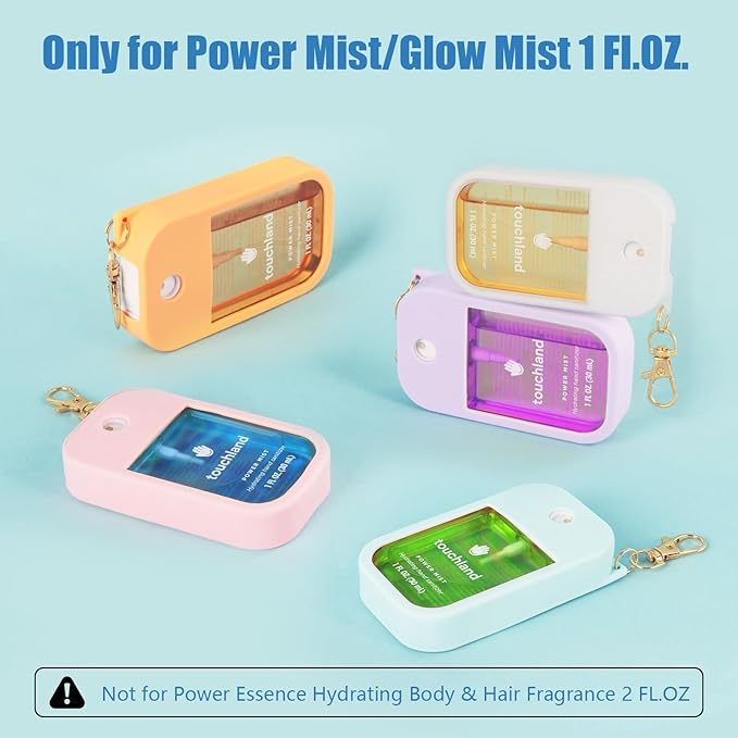Hand Sanitizer Spray Case Compatible with Touchland, Silicone Hand Sanitizer Case Holder with Keychain for Power Mist and Glow Mist 1 fl oz,(Pink)