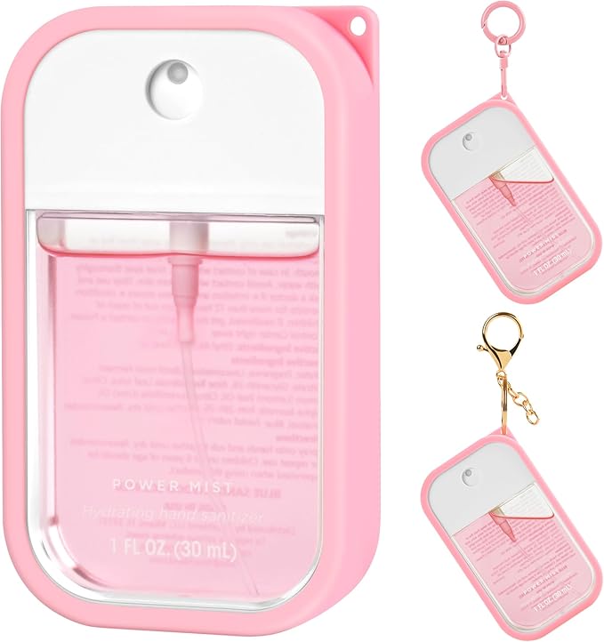 Silicone Case Compatible with Touchland Hand Sanitizer Spray (Fit for 1 FL OZ/30 mL), Protective Case with Keychain