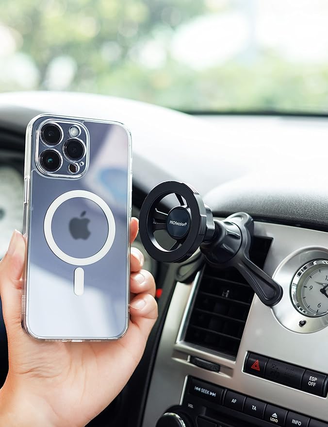 PROfezzion Airplane Travel Essentials Magnetic Phone Holder for MagSafe Pink & Deluxe Metal Version for MagSafe Car Mount