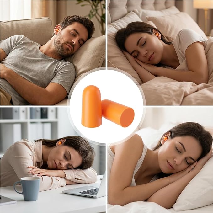 Nogeqi 50 Pair 32dB Ear Plugs Individually Wrapped, Disposable Ear Plugs for Noise Reduction Comfortable Soft Foam Ear Plug for Sleeping Work Safety Hearing Travel Concert High Decibel
