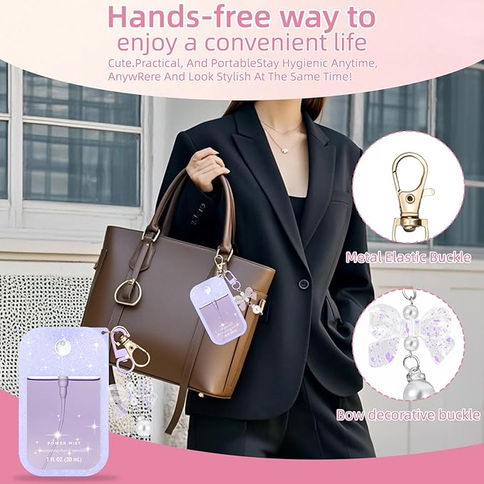 Silicone Case Compatible with Touchland Hand Sanitizer Spray Mist 1 oz with Bow Keychain