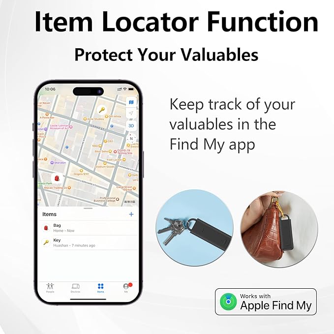 3-in-1 Personal Alarm Keychain with Apple Find My - 130dB Emergency Siren, LED Strobe Flashlight, GPS Tracker Keychain for Women, Kids, Seniors - Real-Time Location, Anti-Loss, iOS Only
