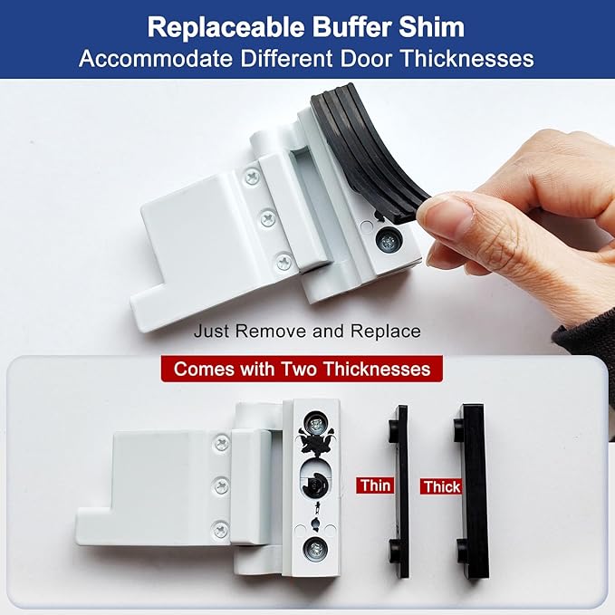 Portable Door Lock for Home/Hotel Security, Apartment Bedroom No Drill Reinforcement Lock, Extra Lock for Travel, Flip Lock (White, 1 Pack)