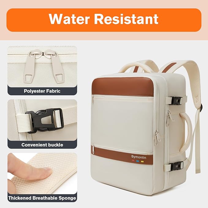 Practical Laptop Backpack, Next-Gen Bag for School Work Leisure & Travel, Luggage-Style Fashional Pack (Beige, 35L)