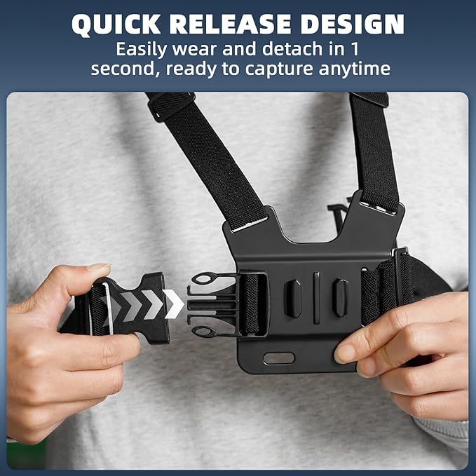 BRDRC Pocket 3 Chest Mount,Hand Free Vlog Video Body Chest Harness Strap for DJI Action 5 Pro/4/3/Pocket 4,POV Shooting Body Strap Holder Clip Kit for GoPro, for Insta360 X3 X4, Phone Accessories