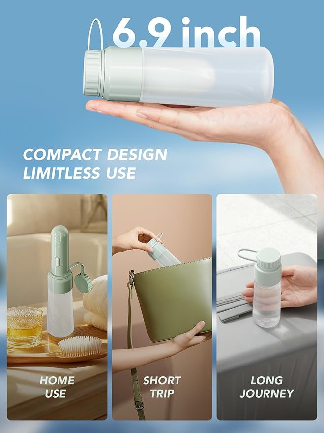 Electric Portable Bidet Sprayer Bottle Handheld for Women & Men, Travel Bidet Portable for Travel, Personal High Pressure Hygiene for Backpacking & Camping (VMASSTONE EPB-001 Mint Green)