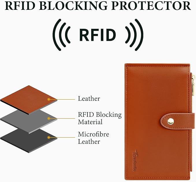 Travelambo Leather Wallets for Women Slim RFID Blocking Bifold Credit Card Holder Wallet