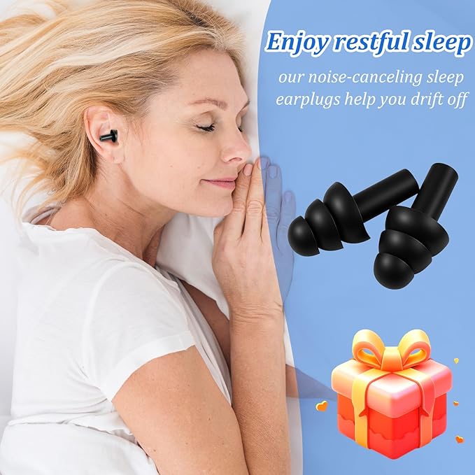 200 Pair Silicone Earplugs, Reusable Ear Plugs for Sleeping Noise Cancelling, Waterproof Bulk Soft Ear Plugs for Shooting, Swimming, Concerts Black