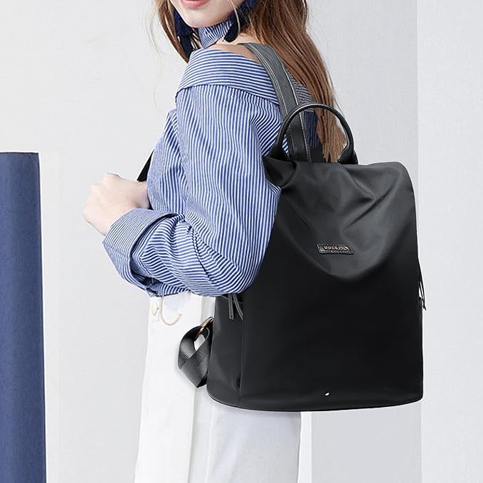 Women's Backpack Purse Nylon Anti-theft Water Resistant Lightweight Small Shoulder Bags for Travle Cute Fashion Computer Bag for Work Daily Laptop Backpack Ladies Black