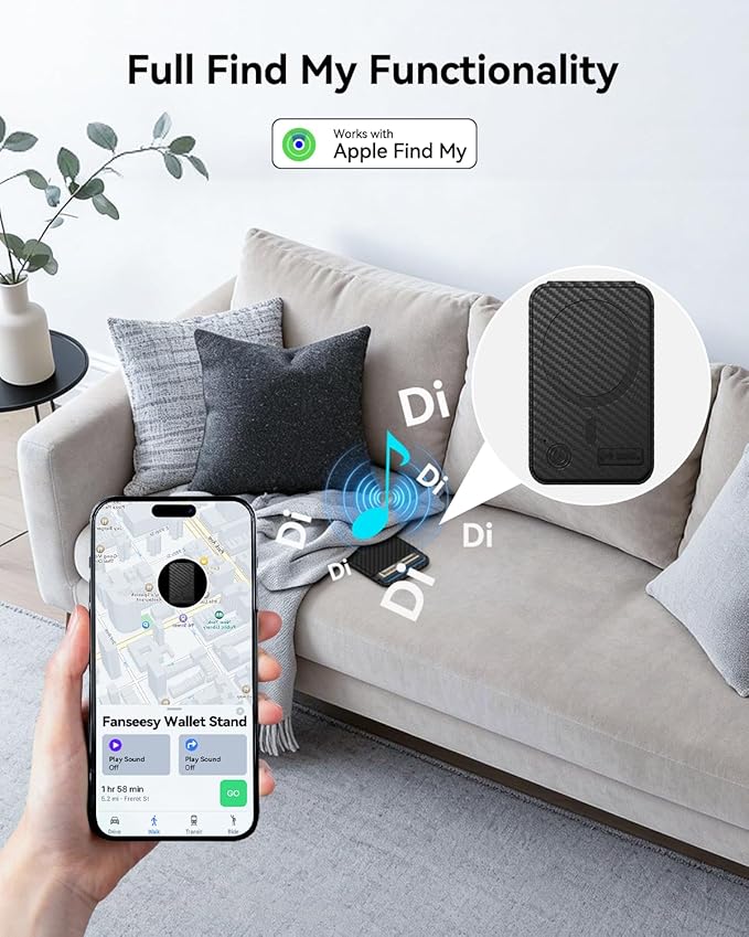 TWZKG for MagSafe Wallet, Works with Apple Find My,5 Card Holder with Stand, Magnetic Phone Wallet for iPhone 17/16/15/14/13/12 Pro Max Plus Air, RFID Blocking Vegan Leather,Carbon Fiber