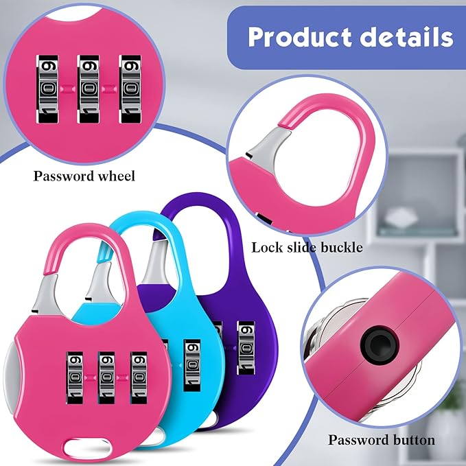 Moxweyeni 10 Pcs Digit Combinations Padlock Safe Cipher Lock Mini Combination Resettable Number for Suitcases Luggage Briefcases Computer Bags(Cute Style,Multicolor)