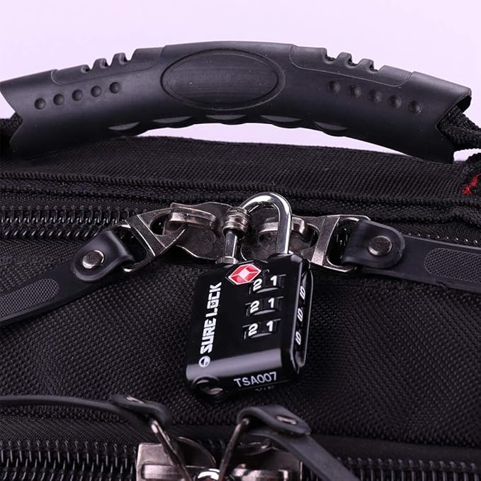 SURE LOCK TSA Approved 3 Digit Luggage Locks With Zinc Alloy Body and Hardened Steel Shackle To Lock Travel Suitcase