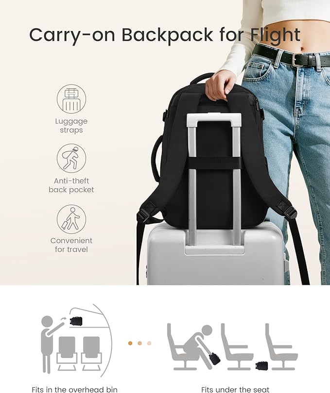 LOVEVOOK 40L Travel Backpack for Women & Men,Airline Approved Carry On Backpack with 3 Packing Cubes,TSA Waterproof Personal Item Bag,Weekender Overnight Essentials Backpacks fits 18" Laptop