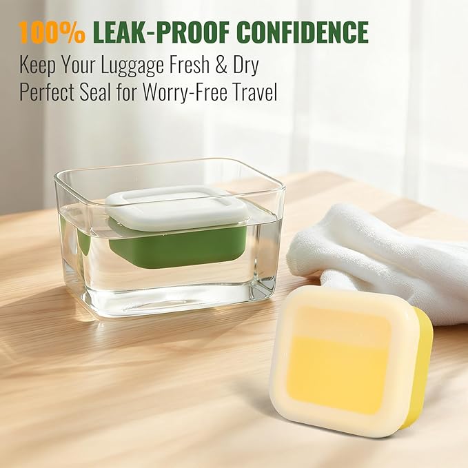 AIMAIAIMAI Shampoo Bar Travel Case Compatible with Kitsch, Leakproof Silicone Small Travel Soap Case with Draining Pad, Portable Soap Container for Gym & Camping, 1 Pack (Butter Yellow)