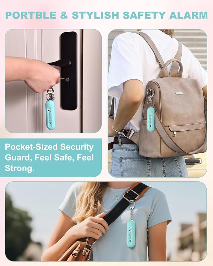 Personal Safety Alarm for Women - Waterproof Rechargeable Security Alarm - 140dB Extra Loud Siren with SOS Strobe Light - Self Defense Keychain for Women Girls Teens Seniors(Blue)