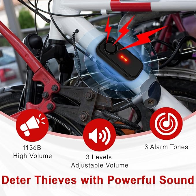 USUPERINK Car Alarm System, 113dB Fake Car Alarm, Motion Alarms for Cars Vehicle Security Alert Automotive Vibration Warning Interior Safety Red LED Light IP66 Waterproof, 4Pcs