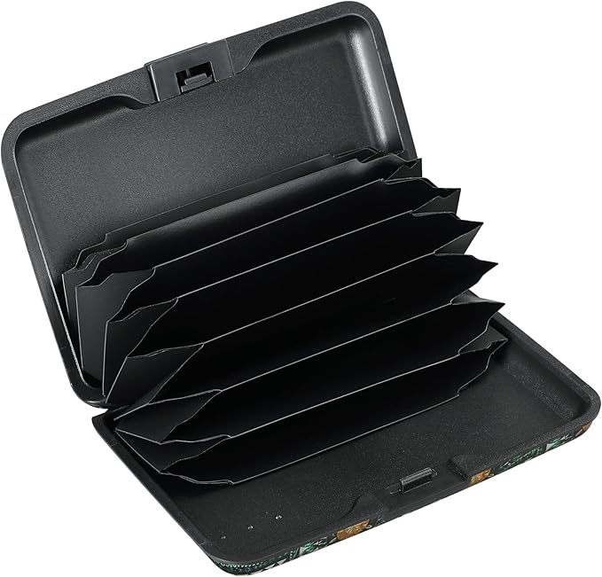 ELFISH RFID Blocking Credit Cards Holder Aluminum Wallet Metal ID Case for Men Women(Peacock Feathers)