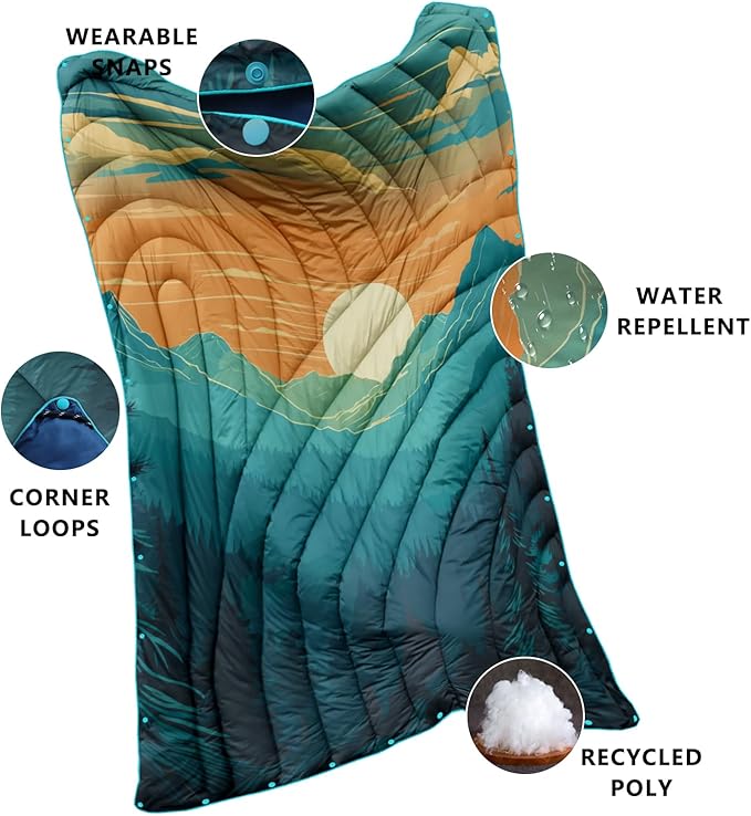 Camping Blanket,Lightweight Puffy Printed Camping Blanket Packable Outdoor Blanket for Camping,Traveling, Stadium, Hiking, Picnics