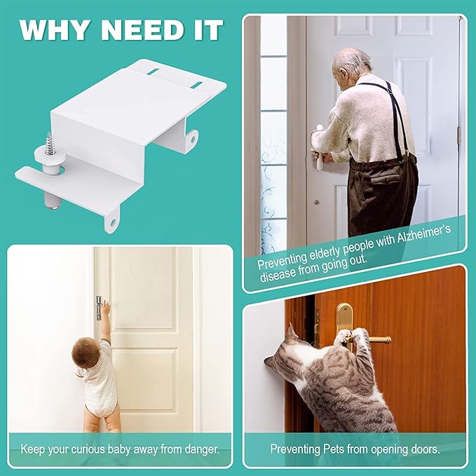 Child Proof Door Top Lock - BILLROAD Top Door Locks for Kids Safety Made of Sturdy Metal | Adjustable Lock Child Safety Top Lock for 0.8-2 inch Thick Interior Doors
