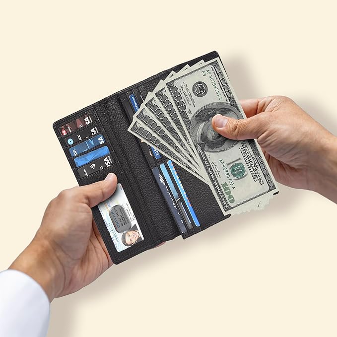 Real Leather Women Wallet Leather with RFID Blocking -Trifold Card Holder Designer Ladies Clutch with ID Window Wallets