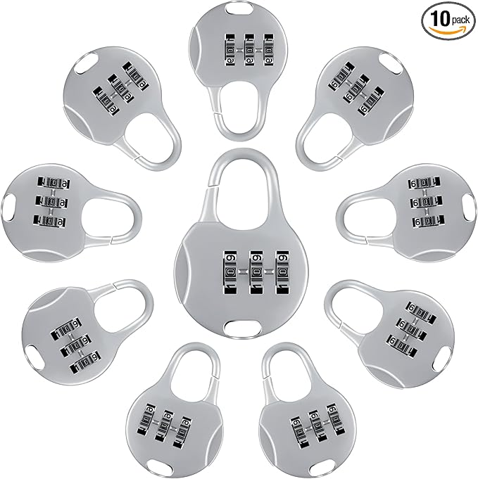 Moxweyeni 10 Pcs Digit Combinations Padlock Safe Cipher Lock Mini Combination Resettable Number for Suitcases Luggage Briefcases Computer Bags(Cute Style,White)