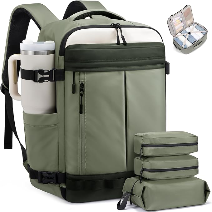 LOVEVOOK 50L Travel Backpack for Women Men, Airline Approved Carry On Luggage with 3 Cubes Accessories, TSA Personal Item Travel Cruise Essentials, Waterproof Weekender Overnight Bags fits 17" Laptop